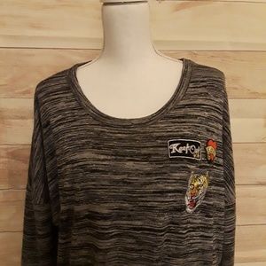 Hot Kiss Long Sleeve Crop Top with Patches 3X